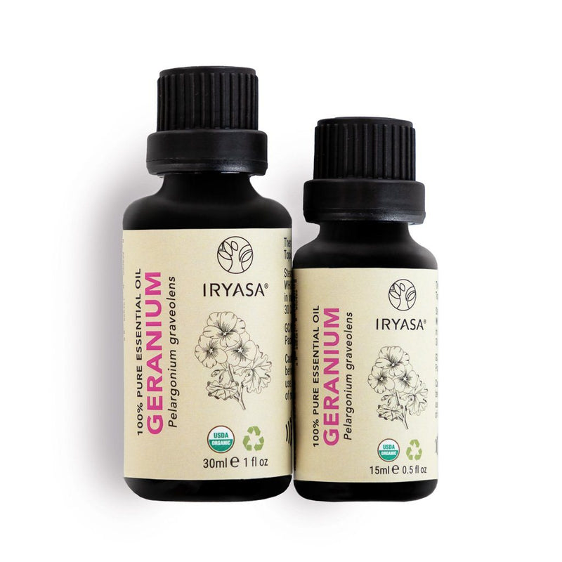 Geranium Essential Oil to soothe irritated skin, clear blemishes and restore facial radiance