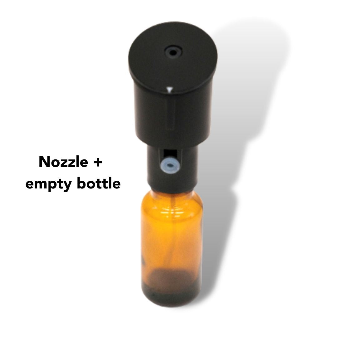 Nebuliser diffuser nozzle with empty bottle